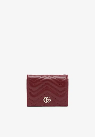 Gucci Gg Marmont Leather Cardholder In Burgundy