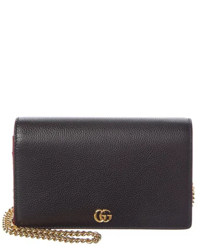 Gucci Gg Marmont Leather Chain Wallet In Black