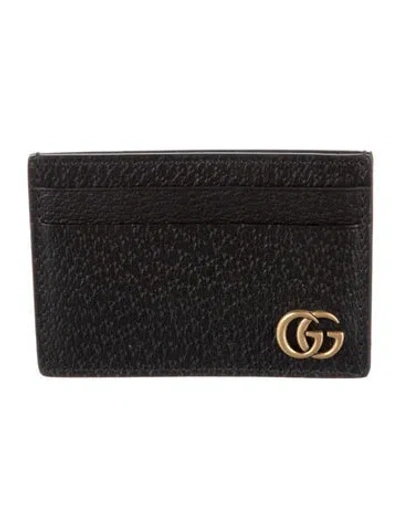 Pre-owned Gucci Gg Marmont Leather Continental Double G Logo Card Holder In Black