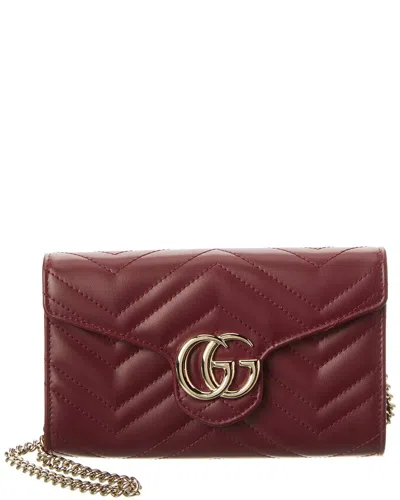 Gucci Gg Marmont Leather Crossbody In Red