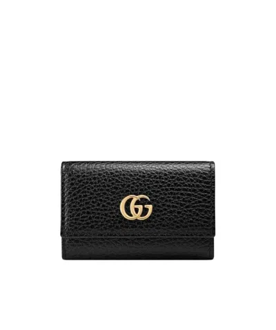 Gucci Gg Marmont Leather Key Case In Black