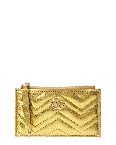Gucci Gg Marmont Leather Key Pouch In Gold