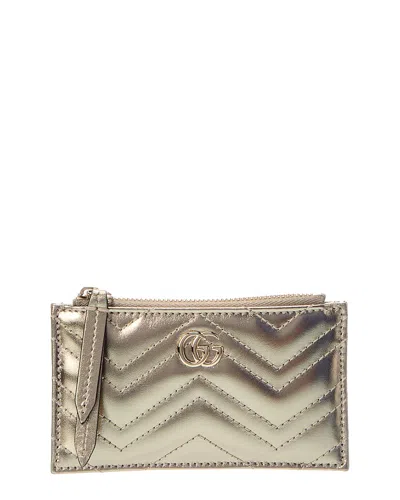 Gucci Gg Marmont Leather Key Pouch In Gold