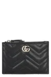 Gucci Gg Marmont Leather Keyring In Black