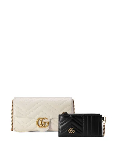 Gucci Gg Marmont Leather Mini Bag And Card Case Set In Black