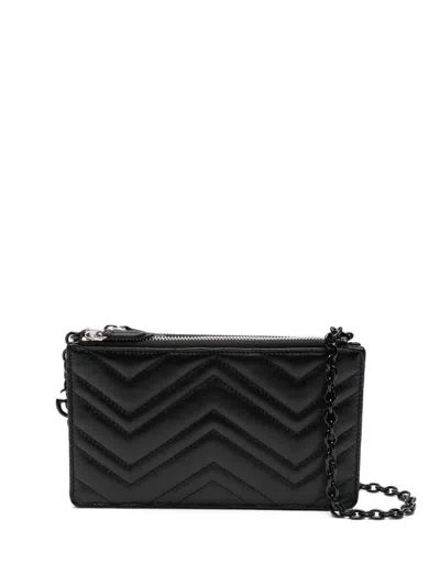 Gucci Gg Marmont Mini Leather Shoulder Bag In Black