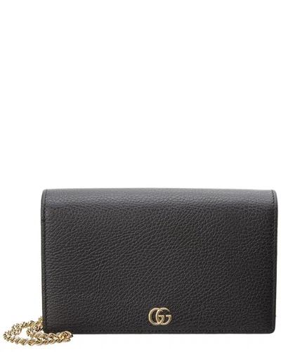 Gucci Gg Marmont Leather Mini Chain Bag In Black