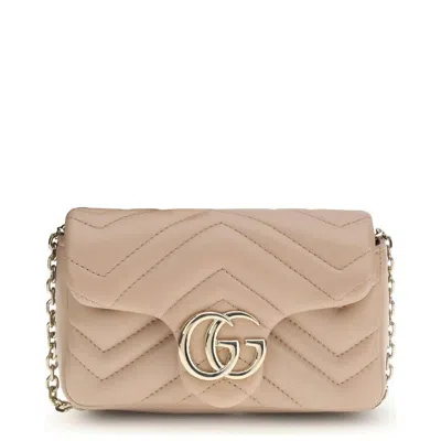 Gucci Gg Marmont Leather Mini Shoulder Bag In Nude