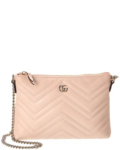 Gucci Gg Marmont Leather Pochette In Pink