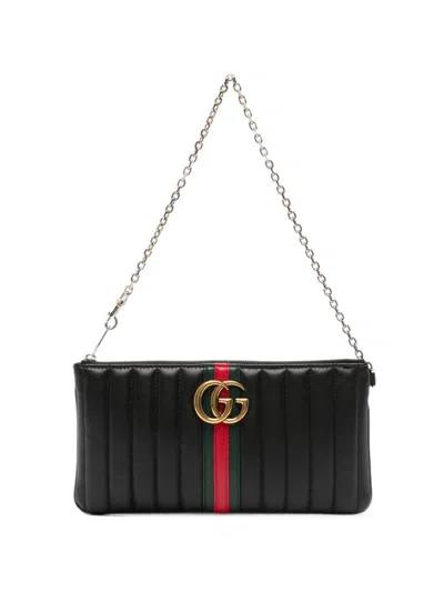Gucci Gg Marmont Leather Pouch In Black