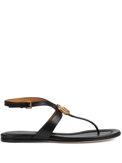 Gucci Gg Marmont Leather Sandals In Black