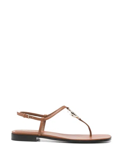 Gucci Gg Marmont Leather Sandals In Brown