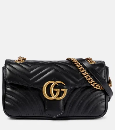 Gucci Gg Marmont Leather Shoulder Bag In Black