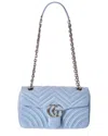 Gucci Gg Marmont Small Leather Shoulder Bag In Blue