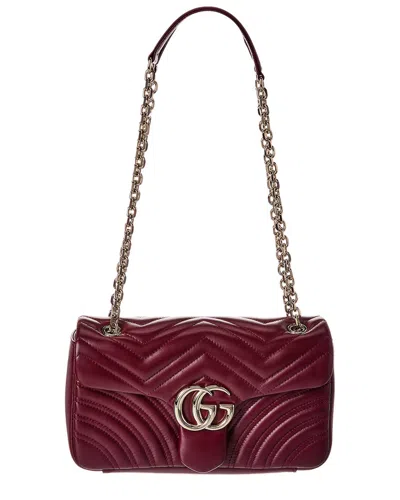 Gucci Gg Marmont Leather Shoulder Bag In Red
