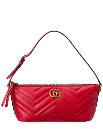 Gucci Gg Marmont Leather Shoulder Bag In Red