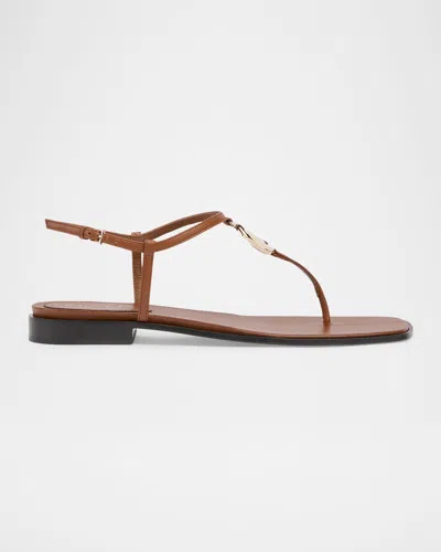 Gucci Gg Marmont Leather Thong Sandals In Brown
