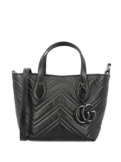 Gucci Gg Marmont Leather Tote Bag In Black