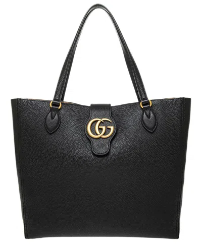 Gucci Gg Marmont Leather Tote In Black