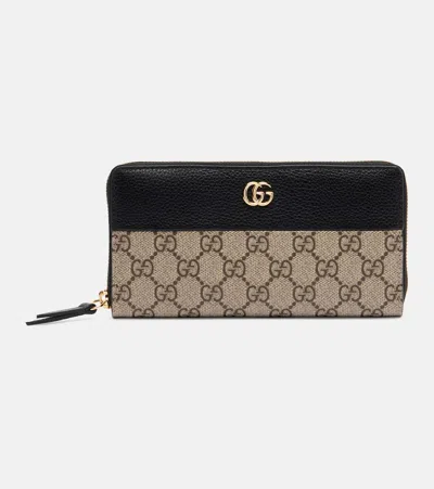 Gucci Gg Marmont Leather-trimmed Wallet In Beige