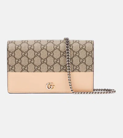 Gucci Gg Marmont Leather-trimmed Wallet On Chain In Multi