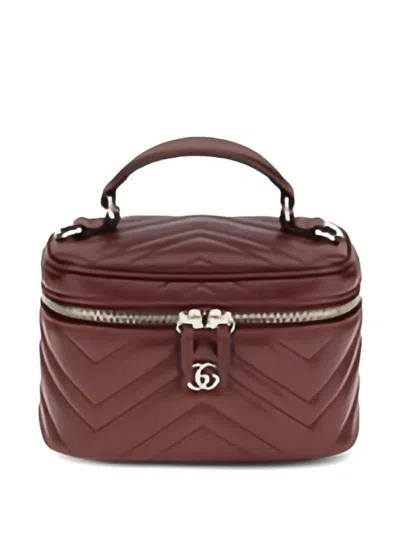 Gucci Gg Marmont Leather Vanity Case In Red