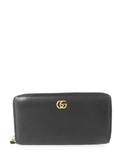 Pre-owned Gucci Gg Marmont Leather Wallet In Black