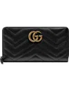 Gucci Gg Marmont Matelasse Leather Zip Around Wallet In Black