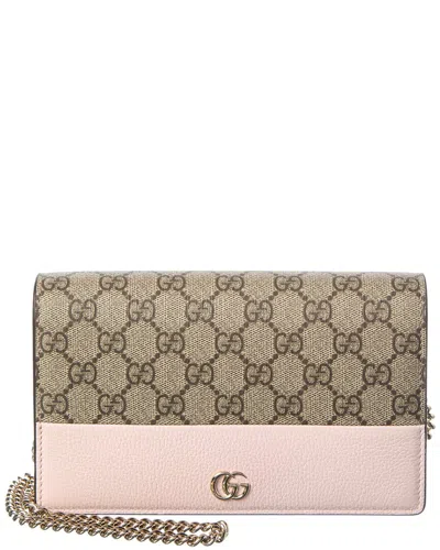 Gucci Gg Marmont Leather Wallet On Chain In Neutral