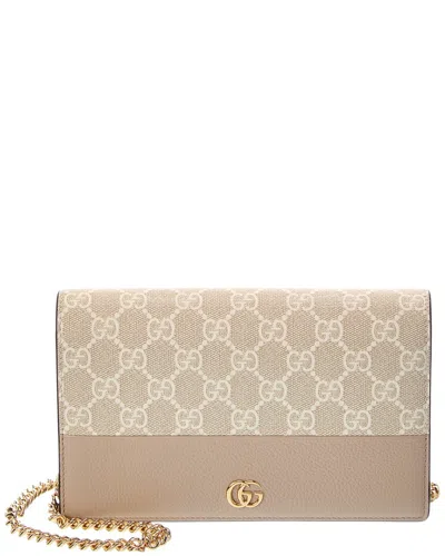 Gucci Gg Marmont Leather Wallet On Chain In Brown