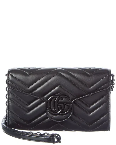 Gucci Gg Marmont Leather Wallet On Chain In Pink