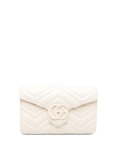 Gucci Gg Marmont Leather Wallet On Chain In White