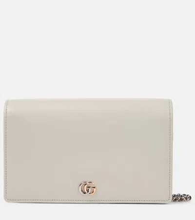 Gucci Gg Marmont Leather Wallet On Chain In Neutral