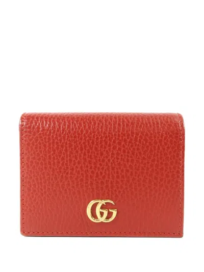 Pre-owned Gucci Gg Marmont Leather Wallet In Red