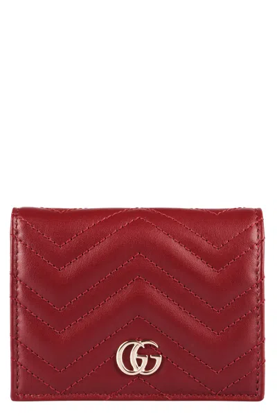 Gucci Gg Marmont Leather Card Case In Red