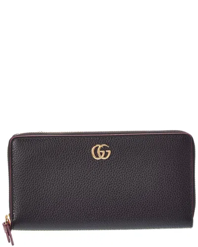 Gucci Gg Marmont Leather Zip Around Wallet In Black