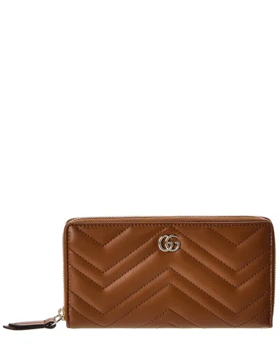 Gucci Gg Marmont Leather Zip Around Wallet In Burgundy