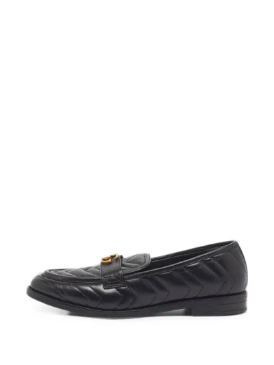 Pre-owned Gucci Gg Marmont Loafers In Black