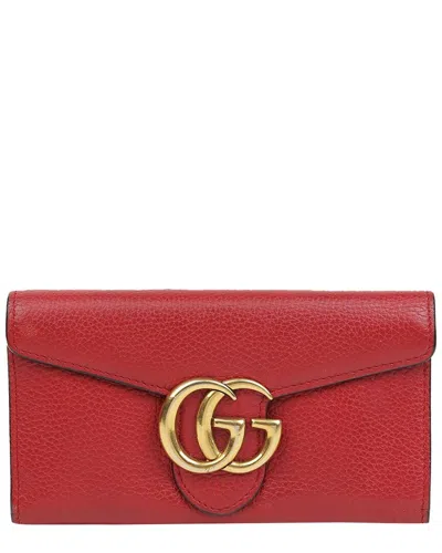 Gucci Gg Marmont Long Wallet (authentic Pre-loved) In Red