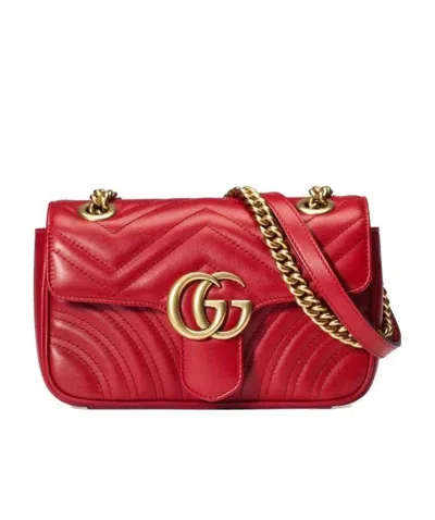 Gucci Gg Marmont Matelassé Mini Bag In Red