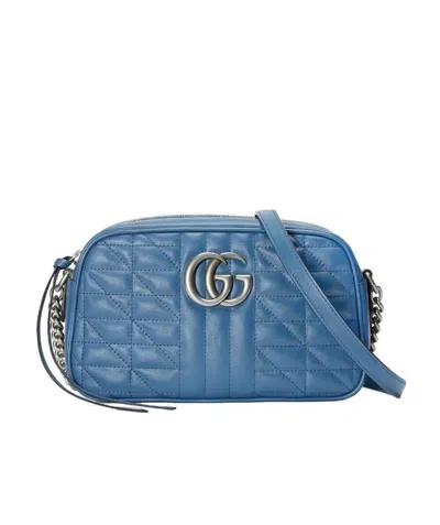 Gucci Gg Marmont Matelassé Shoulder Bag In Blue