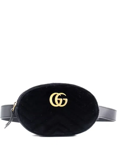 Pre-owned Gucci Gg Marmont Matelasse Belt Bag In Black