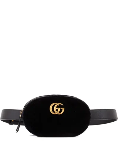 Pre-owned Gucci Gg Marmont Matelasse Belt Bag In Black