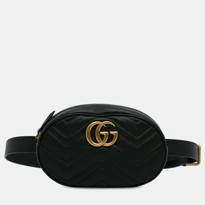 Pre-owned Gucci Gg Marmont Matelasse Belt Bag In Black