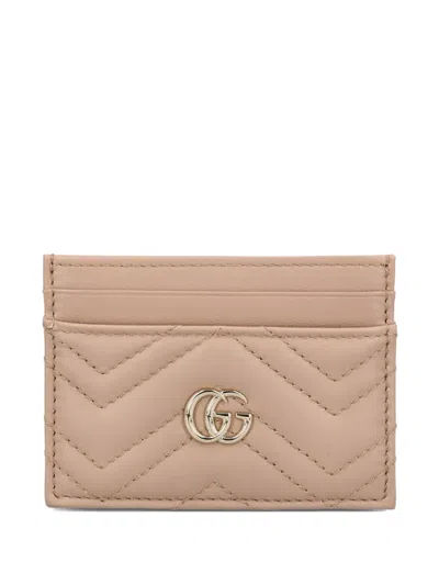 Gucci Gg Marmont Matelassé Card Case In Brown
