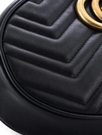 Pre-owned Gucci Gg Marmont Matelasse Leather Belt Bag In Black