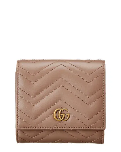 Gucci Gg Marmont Matelasse Leather French Wallet In Brown