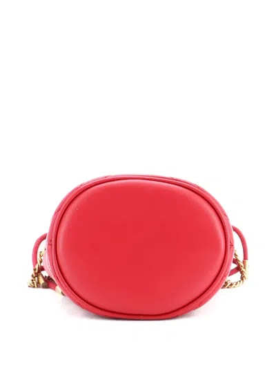 Pre-owned Gucci Gg Marmont Matelasse Leather Mini Bucket Bag In Red