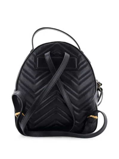 Pre-owned Gucci Gg Marmont Matelasse Leather Small Backpack In Black