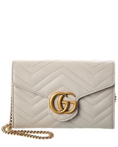 Gucci Gg Marmont Matelasse Leather Wallet On Chain In Gray